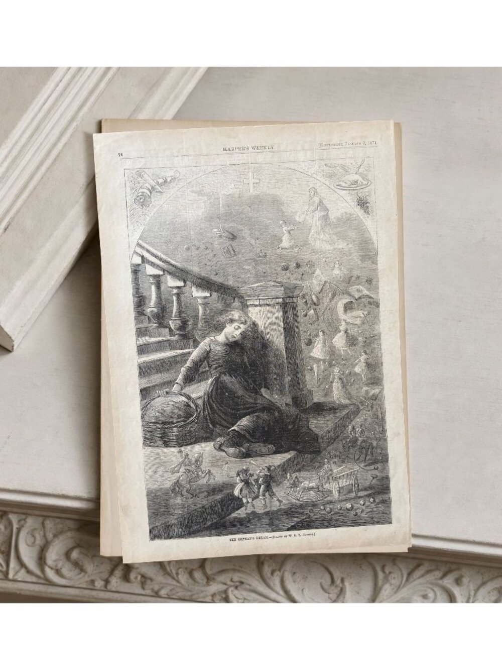 January 7, 1871 Harper’s Weekly “The Orphan’s Dream" Antique Engraving